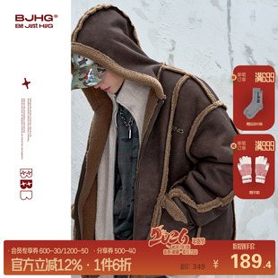 BJHG不计后果斑驳感皮绒夹克棉服男款冬季新款休闲情侣棉衣外套女