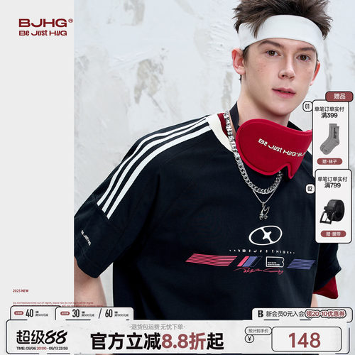BJHG复古赛车t恤短袖男款