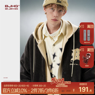 棉袄加厚棉衣 仿羊羔毛绒外套男装 BJHG不计后果假两件男士 棉服冬装