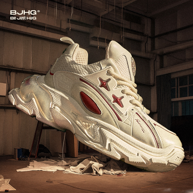 BJHG2024新款透气网面老爹鞋