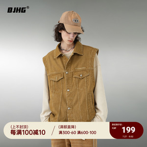 Old Balance系列 BJHG秋重工复古牛仔马甲背心男潮牌工装无袖外套
