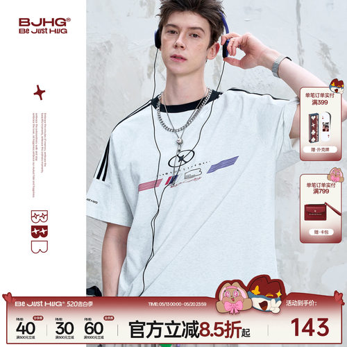 BJHG复古赛车t恤短袖男款
