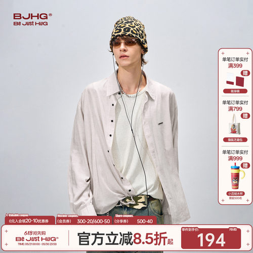 BJHG棉麻衬衫外套男款春季