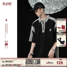 BJHG不计后果 美式复古POLO衫短袖t恤男款夏季重磅潮牌情侣上衣女