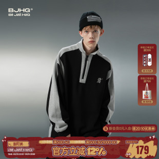 POLO衫 BJHG不计后果美式 长袖 春季 设计感小众打底休闲上衣 卫衣男款