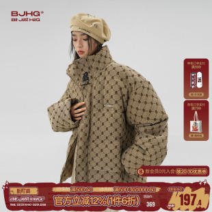 外套 复古棉袄潮加厚面包服棉衣男士 BJHG不计后果老花棉服男款 冬季