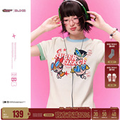 半袖 t恤女款 BJHG不计后果多巴胺正肩短袖 上衣 飞天小女警联名