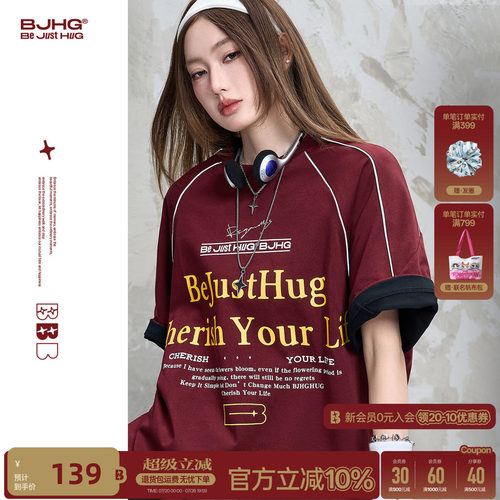 BJHG泽西风T恤复古赛车短袖衣服