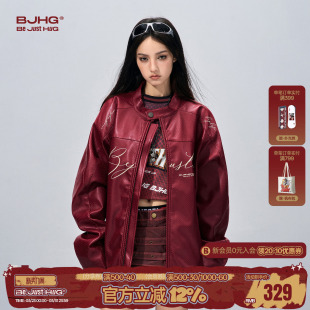 赛车服 外套秋冬街头潮牌痞帅情侣装 BJHG不计后果美式 PU皮夹克男士