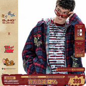 外套秋美式 BJHG不计后果格子夹克男士 复古外套女 猫和老鼠联名