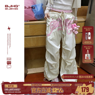 子宽松复古印花伞兵裤 BJHG不计后果阔腿休闲裤 潮牌运动裤 夏季 女款