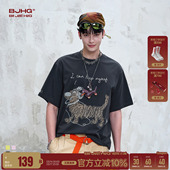 防晒速干抗菌情侣半袖 BJHG不计后果 夏季 男款 手绘小狗印花t恤短袖