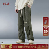 休闲裤 BJHG不计后果灯芯绒阔腿伞兵加绒裤 直筒工装 加厚冬装 子男款