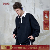 长袖 春季 POLO衫 2026新款 环保麂皮绒衣服 卫衣男款 BJHG不计后果美式