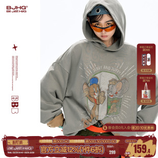 猫和老鼠联名 情侣款 BJHG不计后果美式 春季 外套女 连帽卫衣男款