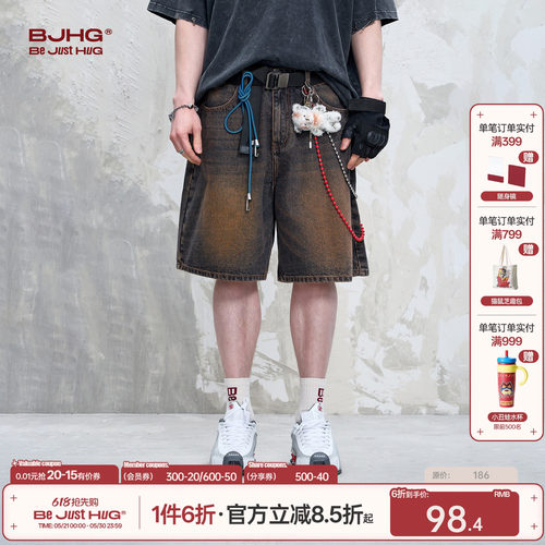 BJHG美式工装牛仔短裤