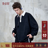 春季 BJHG不计后果美式 环保麂皮绒衣服 卫衣男款 2026新款 长袖 POLO衫