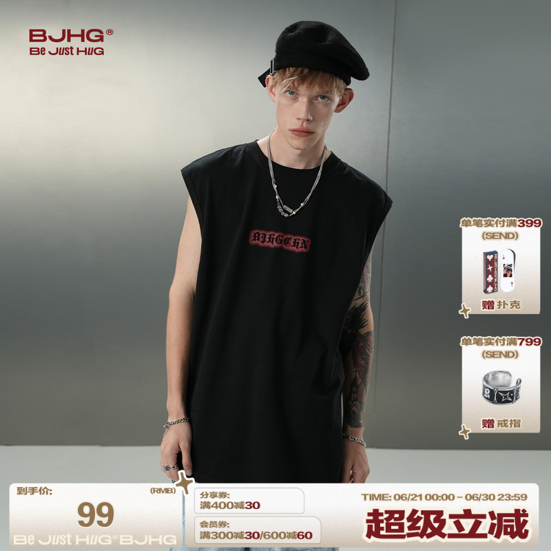 BJHG无袖背心男女潮牌运动坎肩
