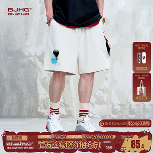 复古休闲运动五分裤 夏潮牌美式 子女 男款 BJHG不计后果趣味贴贴短裤