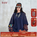 T恤女 秋冬潮牌复古痞帅宽松假两件长袖 BJHG不计后果美式 卫衣男款