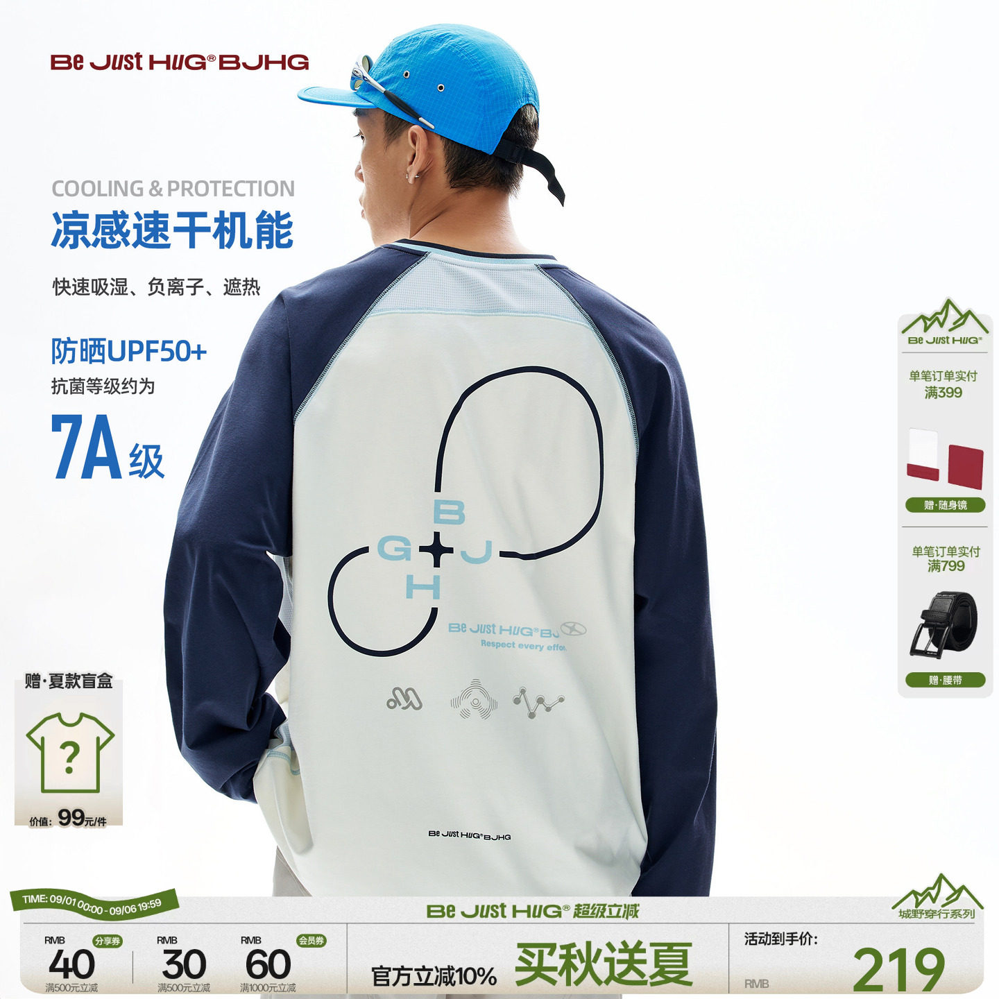 明星同款BJHG情侣撞色长袖T恤图片