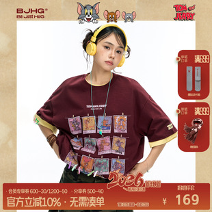 情侣半袖 男夏季 BJHG不计后果趣味凉感t恤短袖 女 猫和老鼠联名