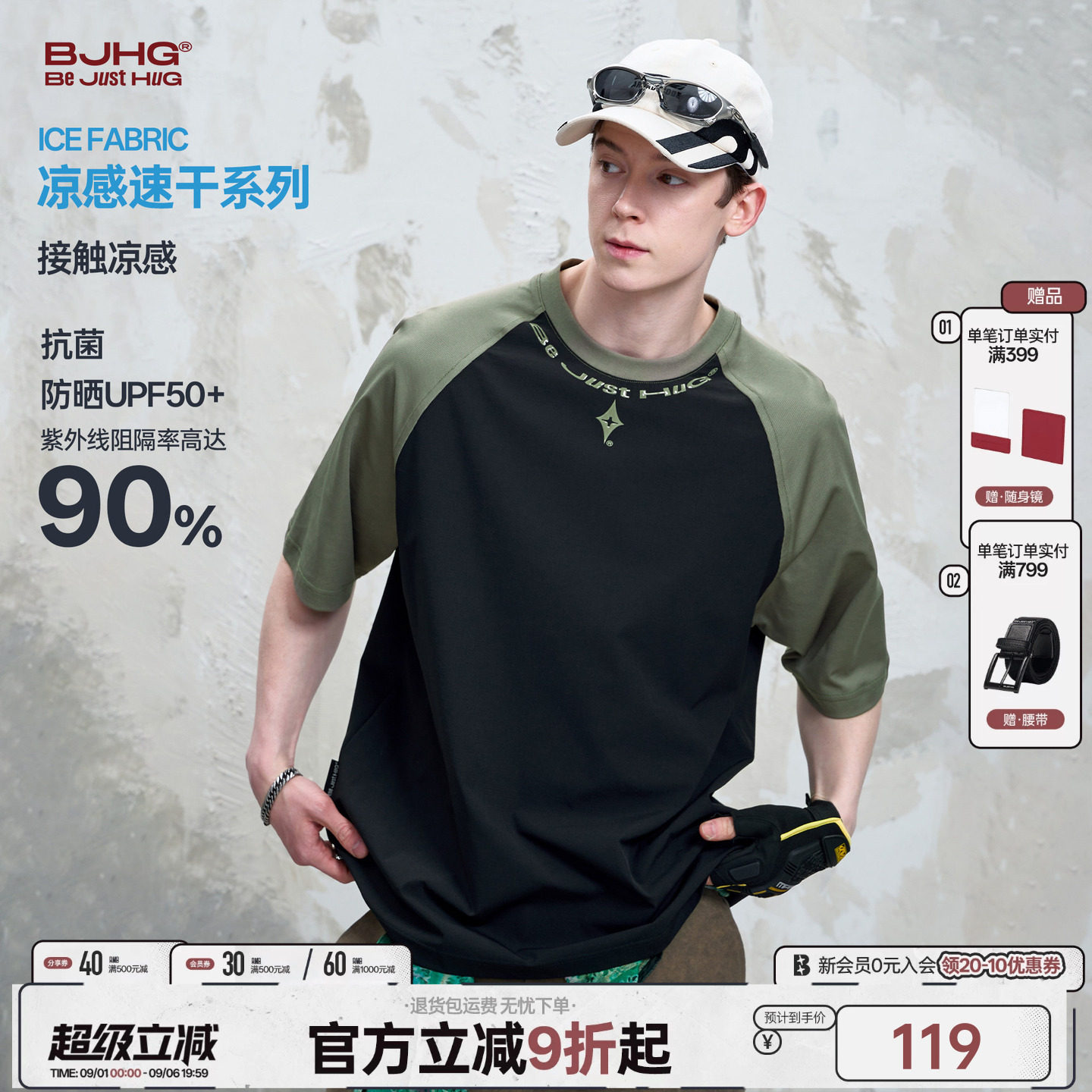 BJHG美式抗菌情侣短袖图片