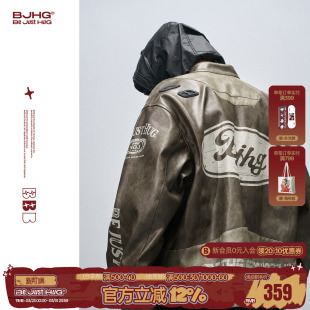 短款 BJHG不计后果复古赛车皮衣外套男款 美式 2026新款 机车夹克 春季