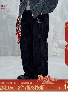 BJHG不计后果灯芯绒休闲裤子男款季冬美式潮牌宽松直筒阔腿运动裤