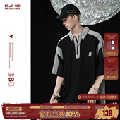 美式 夏季 复古POLO衫 男款 重磅潮牌情侣上衣女 t恤短袖 BJHG不计后果