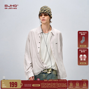 BJHG不计后果棉麻衬衫外套男款春季美式宽松休闲慵懒风轻薄衬衣