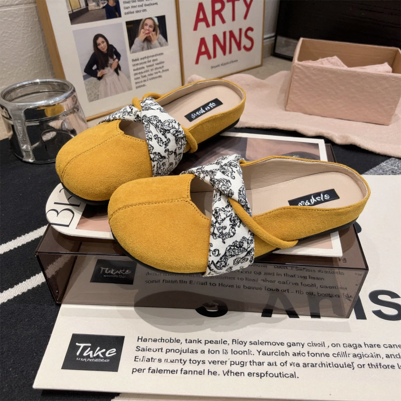 黄色猪蹄包头半拖鞋女夏外穿