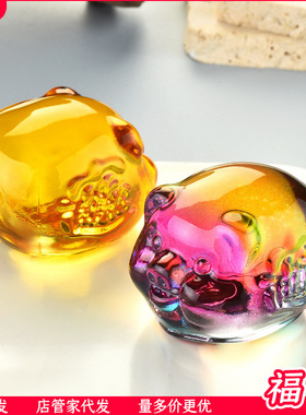 琉璃生肖小猪摆件属相手办