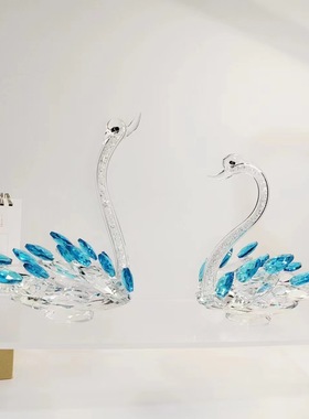 水晶天鹅橱窗装饰品家居摆件