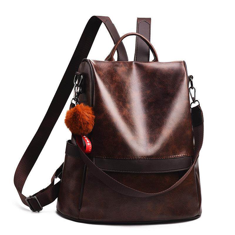 KOREAN VERSION OF THE NEW FASHION LEATHER CAPACITY KOREAN VERSION OF THE STREET CASUAL BAG BACKPACK BIG SOFT WOMENS BAG BACKPACK