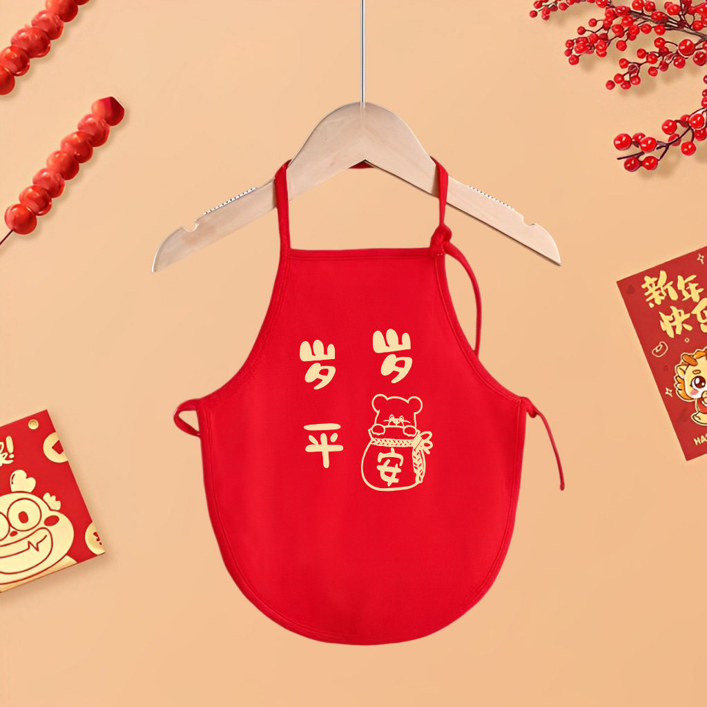 夏季新款纯棉肚兜红色宝宝喜庆婴儿护肚神器新生儿红围兜满月衣服