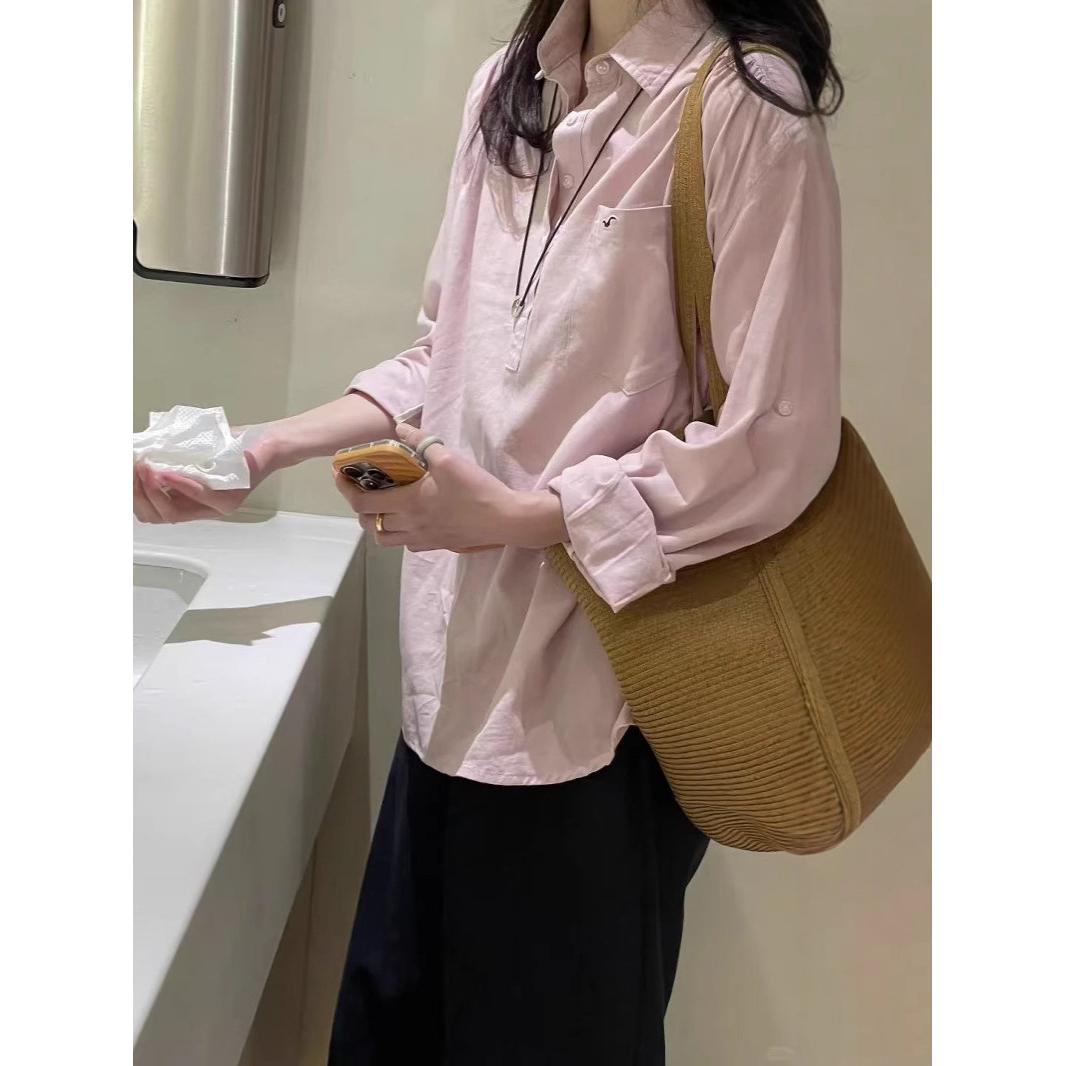 飞鸟刺绣白色polo衬衫女早春季穿搭法式高级感小众长袖上衣，商品下架区商品下架区，米鹿服饰