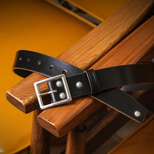 304不锈钢日字扣35mm宽英国JE马缰革头层牛皮手工皮带定制腰带