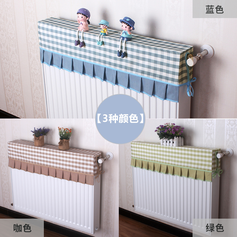 清新蓝色格子定制定做暖气片罩