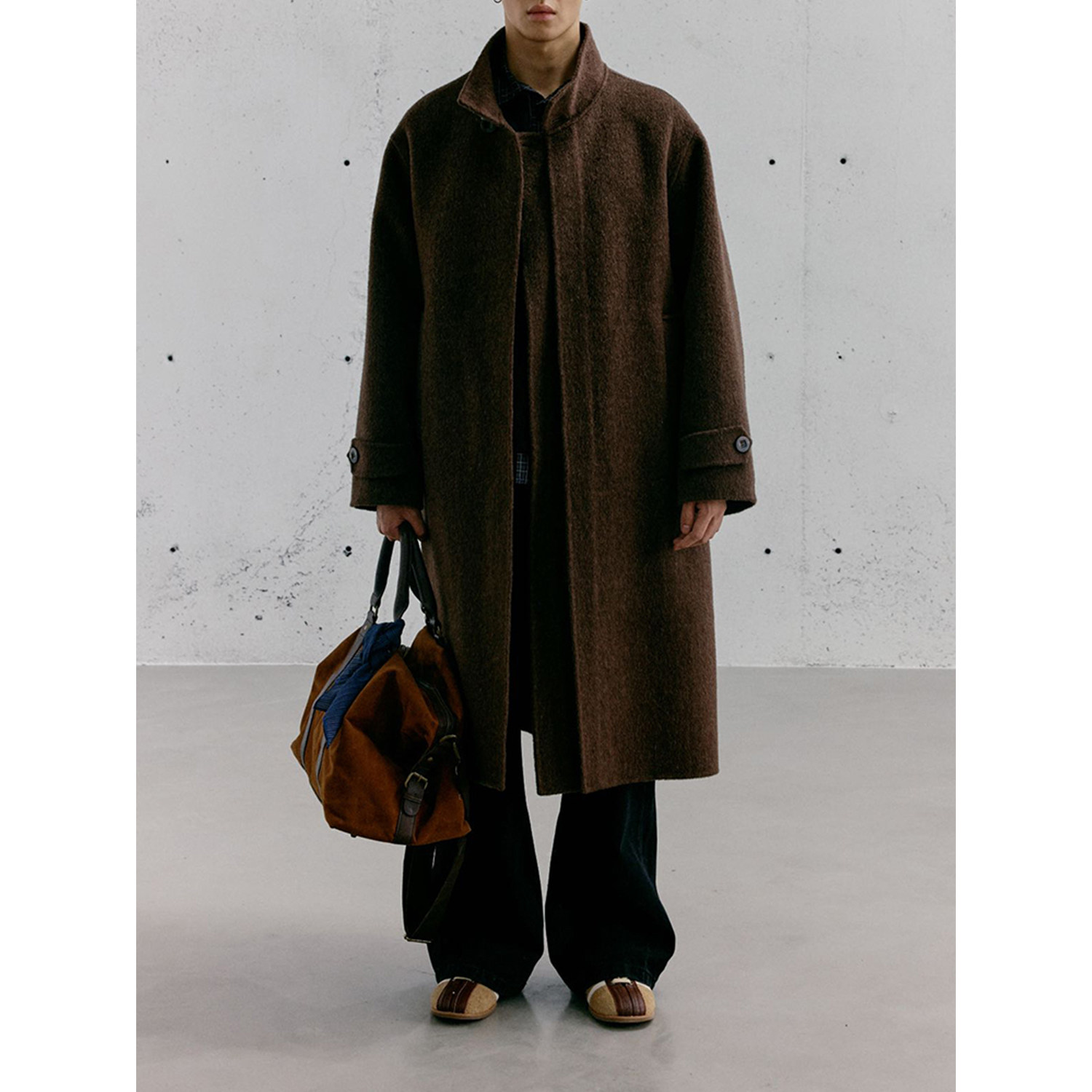 里奈男装「巴恩风设计」双面呢立领中长款毛呢大衣男休闲落肩外套,男装,毛呢大衣,淘宝优惠券,粉丝福利购,淘宝优惠卷