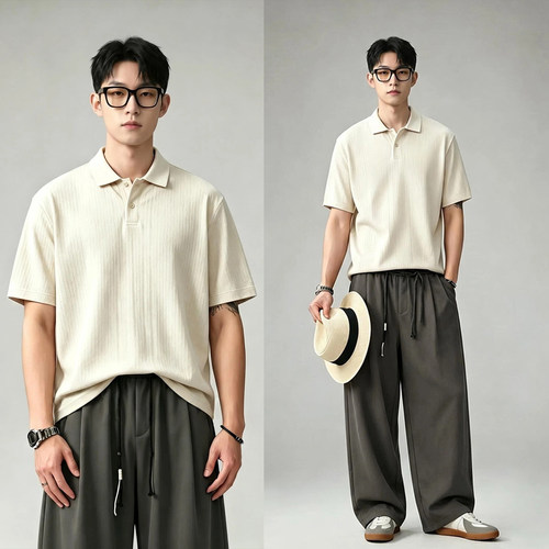 肌理提花冰感Polo衫男短袖夏季