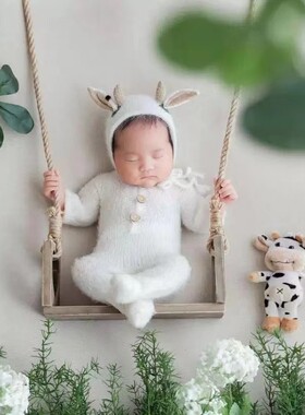 新生儿原木做旧摆拍摄影道具田园