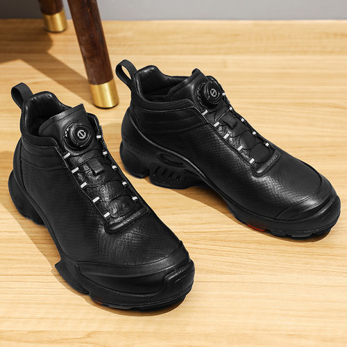 爱家EXXO运动鞋男款高帮休闲缓震快速系带健步鞋保暖耐磨防滑