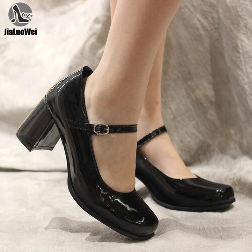 方头浅口经典夜店情趣单鞋