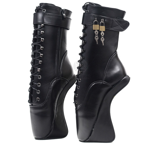 定制系带性感芭蕾女王高跟短靴