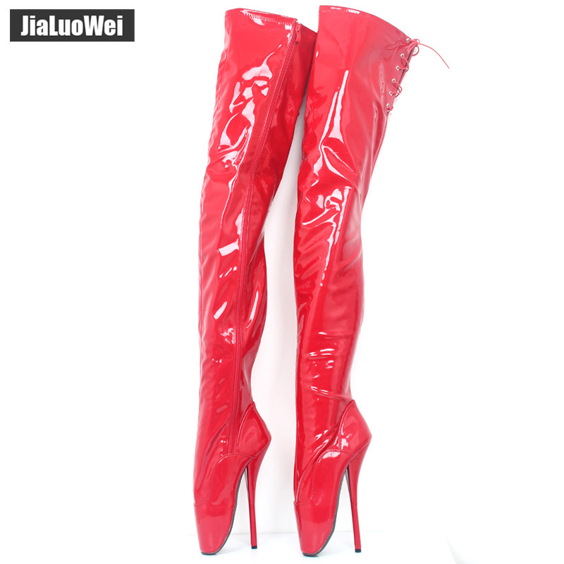 性感情趣漆皮女王过膝长靴芭蕾舞高跟男士大码伪娘高跟臀部加长靴
