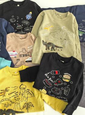 0665 90 100 110 120 130cm日单秋冬款纯棉毛圈 男童精工刺绣卫衣