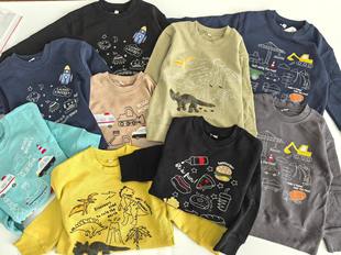 0665 90 100 110 120 130cm日单秋冬款纯棉毛圈 男童精工刺绣卫衣