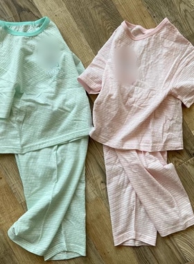 0373包邮100110120130cm夏 纯棉薄款 男女童中袖七分裤家居服套装