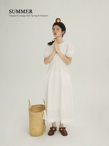 Деревянная юбка, розовое весеннее платье, рукава фонарики, французский стиль